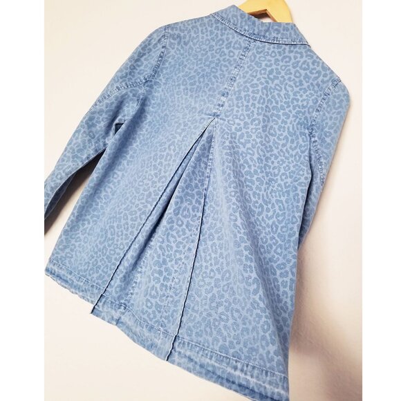 Soft Surroundings Leopard Thelma Chambray Long‎ Sleeve Button Down Shirt XSP - Picture 9 of 14